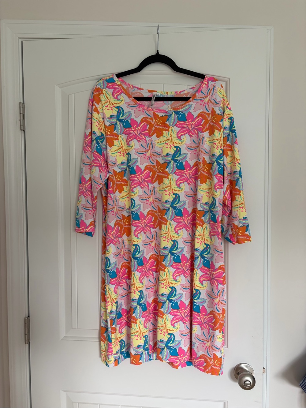 Lulu-B Tropical Floral Midi Dress - Pink, Orange, Blue, Yellow